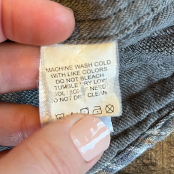 Carbon 2 Cobalt Grey Yellow Button Front Plaid Shirt Large Cotton **Flaw - Picture 4 of 11